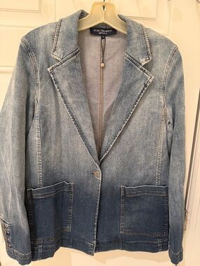 Kobi Halperin Light Blue Washed Ombré Denim Blazer